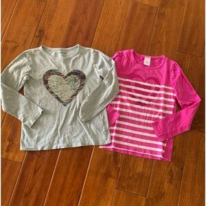Crewcuts & Gymboree Long Sleeve Cotton Sequin Heart Top Lot Size 6 Valentine